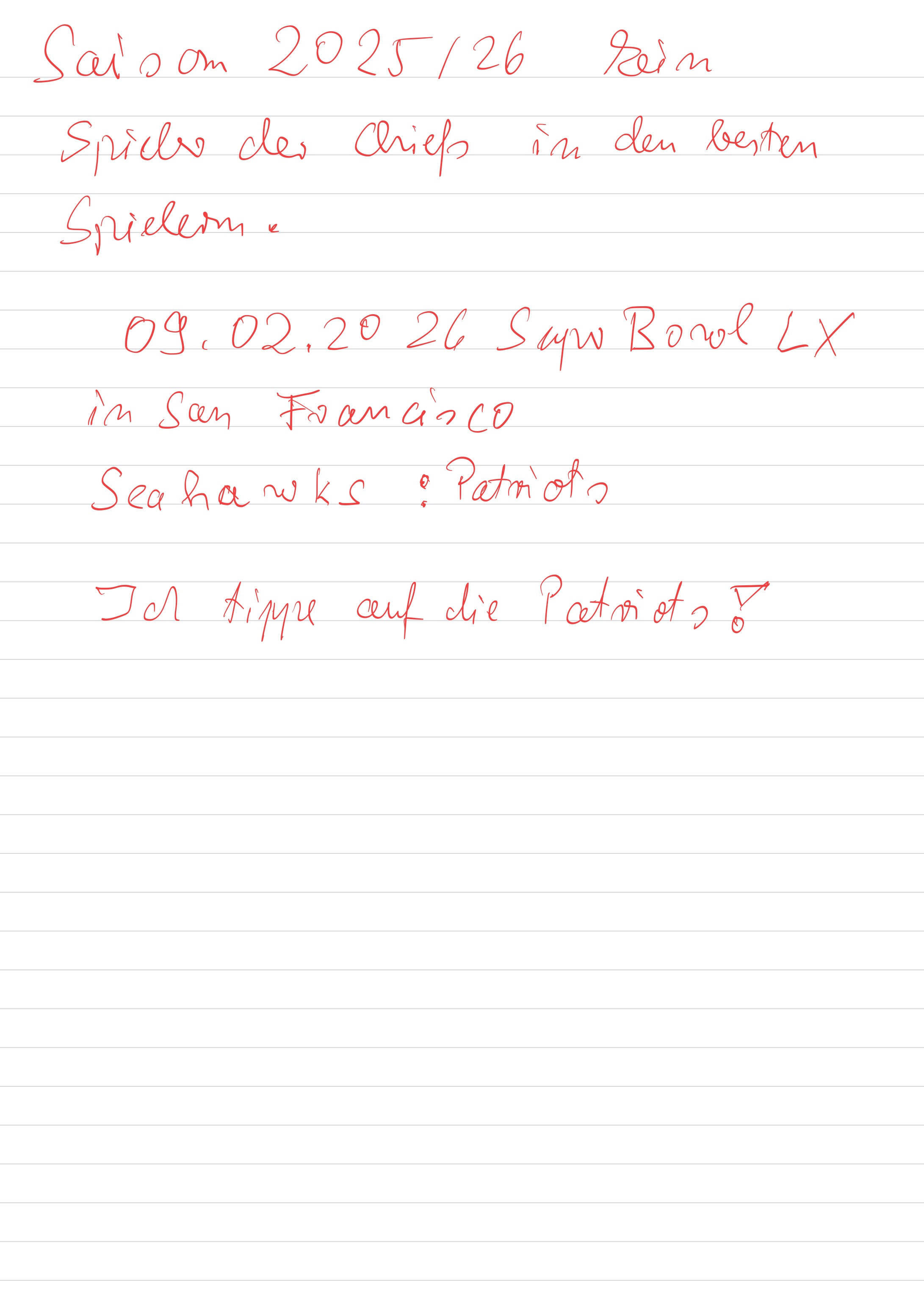 Meine Notizen vor dem Spiel 