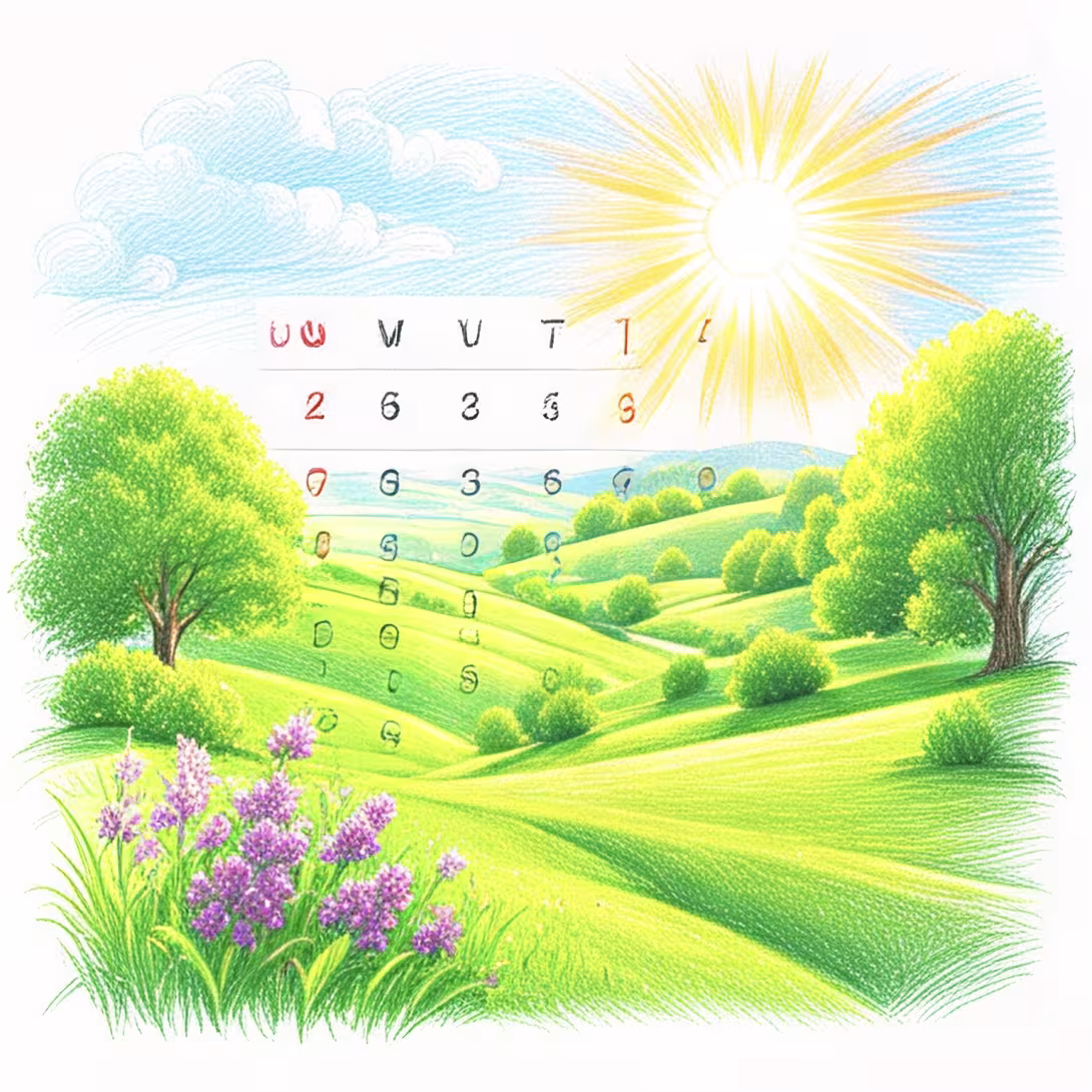 Termine im März mit Sonne und blühenden Blumen 